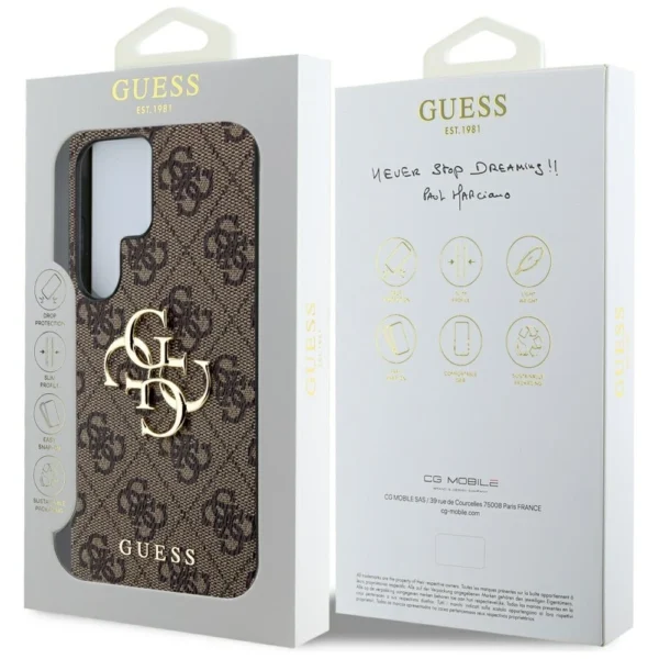 Guess Big 4G Logo Classic Logo Case for Samsung Galaxy S25 Ultra Browneng