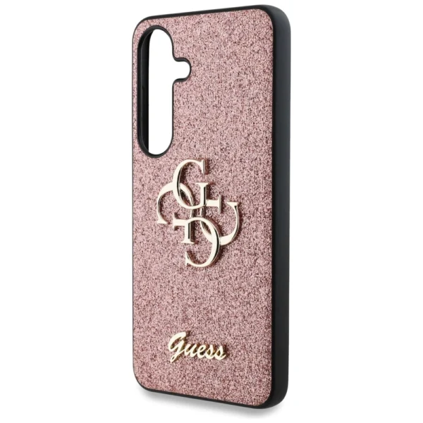 Guess Fixed Glitter Big 4G Metal Logo Case for Samsung Galaxy S25 Plus Pinkeng