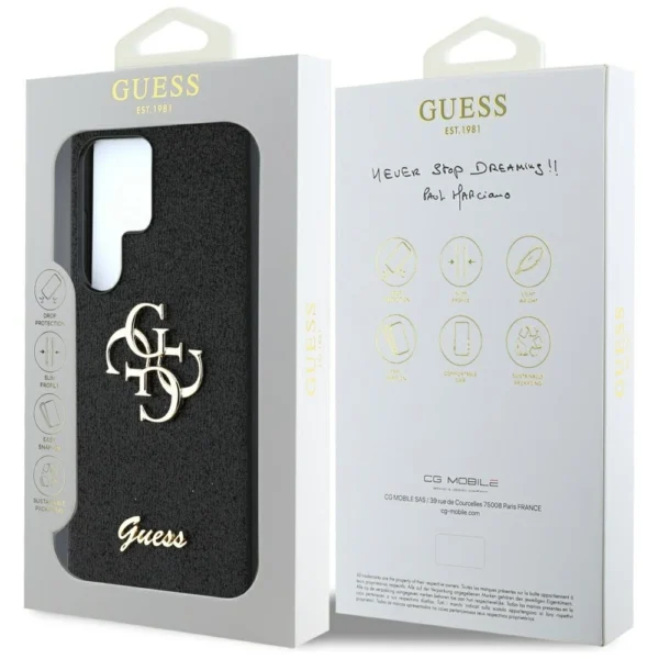 Guess Fixed Glitter Big 4G Metal Logo case for Samsung Galaxy S25 Ultra blackeng