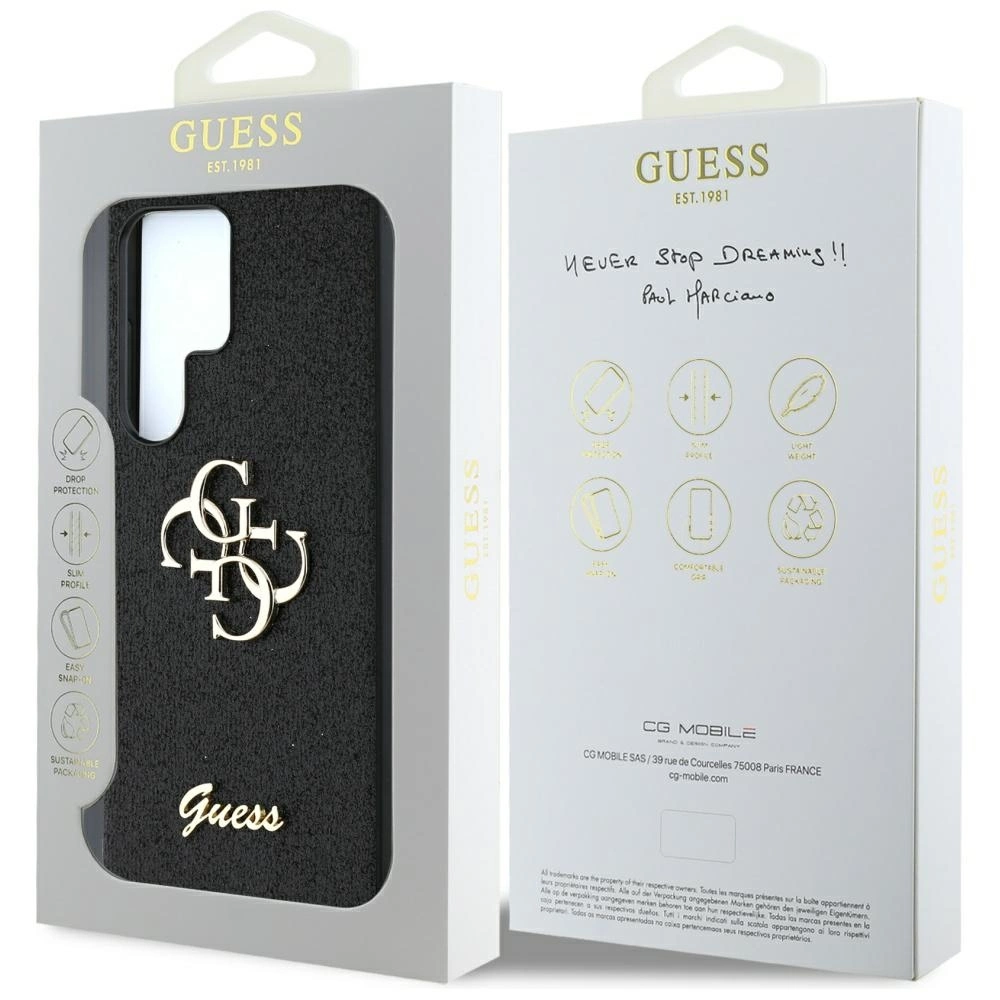 Guess Fixed Glitter Big 4G Metal Logo case for Samsung Galaxy S25 Ultra blackeng