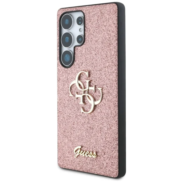 Guess Fixed Glitter Big 4G Metal Logo Case for Samsung Galaxy S25 Ultra Pinkeng