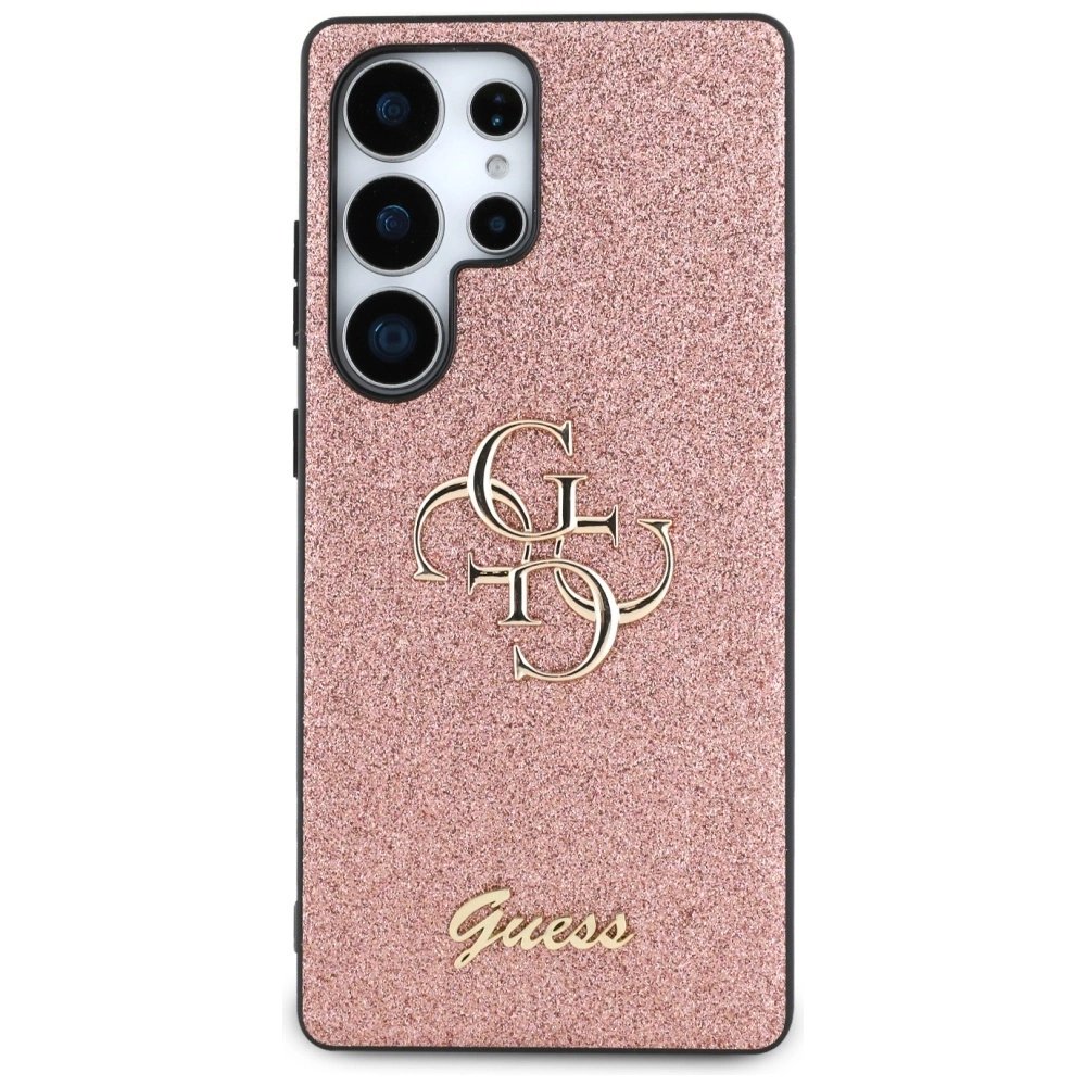 Guess Fixed Glitter Big 4G Metal Logo Case for Samsung Galaxy S25 Ultra Pinkeng