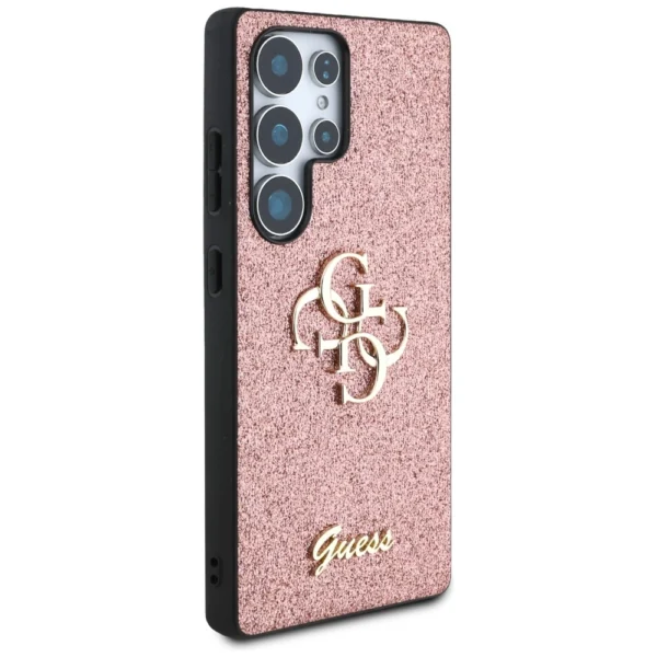 Guess Fixed Glitter Big 4G Metal Logo Case for Samsung Galaxy S25 Ultra Pinkeng