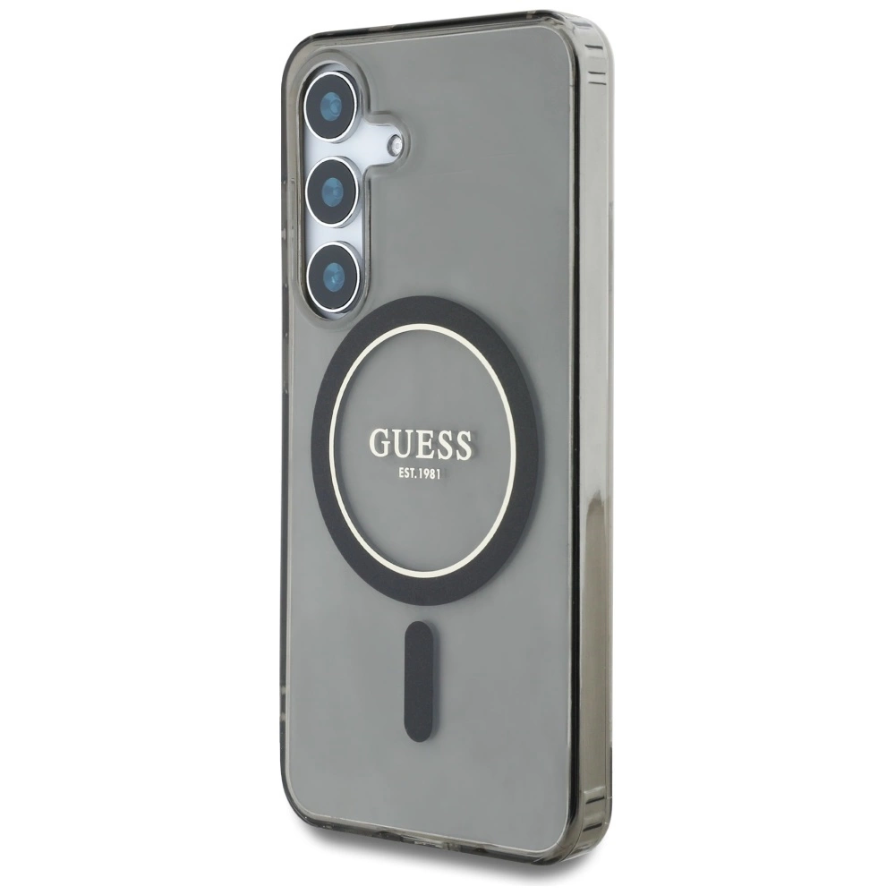Guess Glitter Circle Classic Logo MagSafe case for Samsung Galaxy S25 blackeng