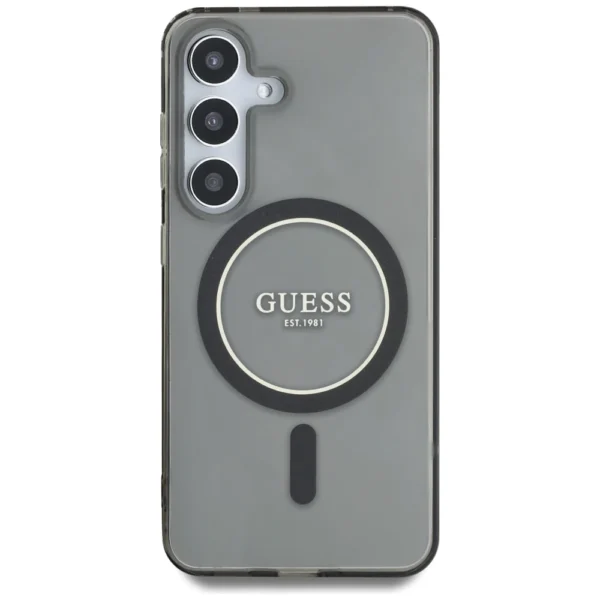 Guess Glitter Circle Classic Logo MagSafe case for Samsung Galaxy S25 blackeng