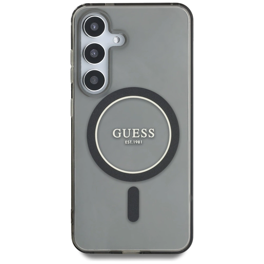 Guess Glitter Circle Classic Logo MagSafe case for Samsung Galaxy S25 blackeng