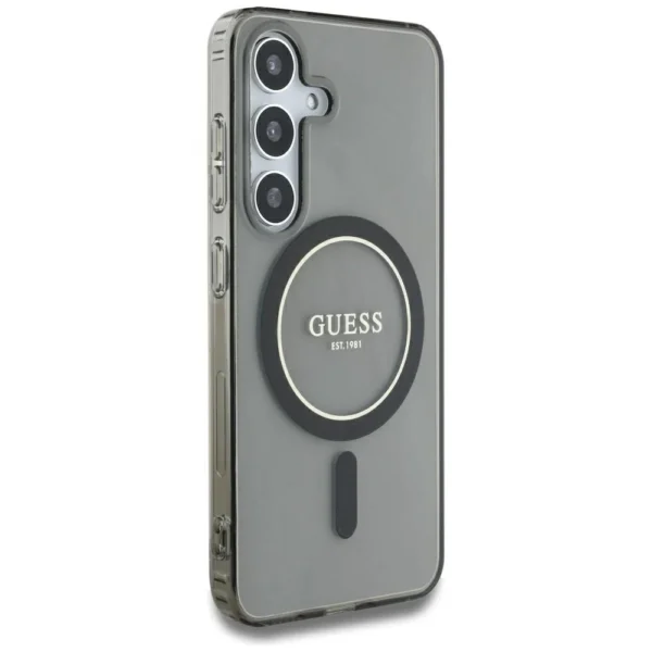 Guess Glitter Circle Classic Logo MagSafe case for Samsung Galaxy S25 blackeng