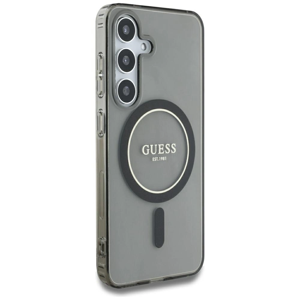 Guess Glitter Circle Classic Logo MagSafe case for Samsung Galaxy S25 blackeng