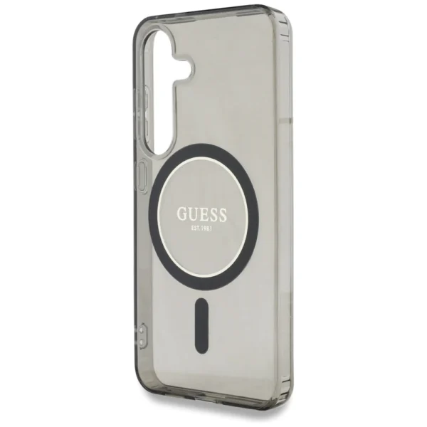 Guess Glitter Circle Classic Logo MagSafe case for Samsung Galaxy S25 blackeng