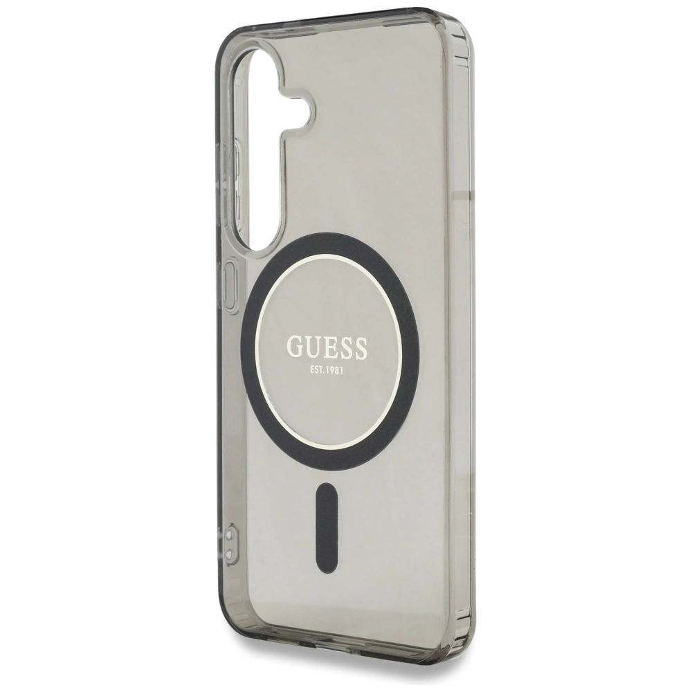 Guess Glitter Circle Classic Logo MagSafe case for Samsung Galaxy S25 blackeng