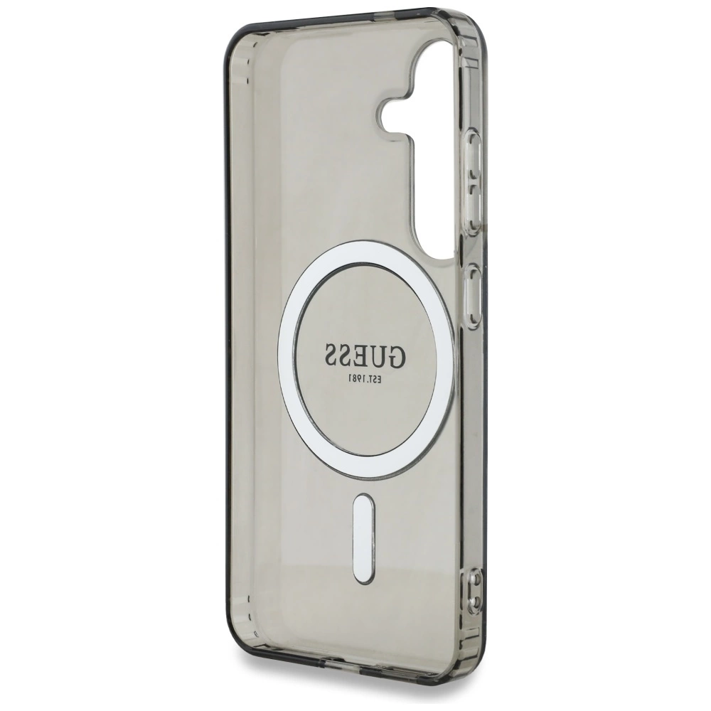 Guess Glitter Circle Classic Logo MagSafe case for Samsung Galaxy S25 blackeng