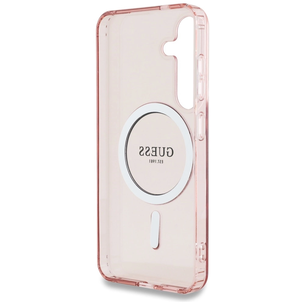 Guess Glitter Circle Classic Logo MagSafe Case for Samsung Galaxy S25 Pinkeng