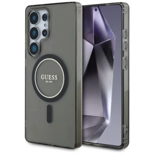 Guess Glitter Circle Classic Logo MagSafe case for Samsung Galaxy S25 Ultra blackeng