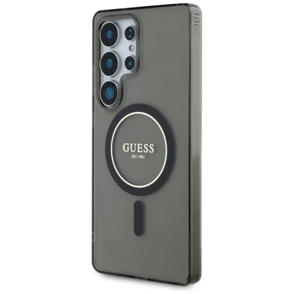 Guess Glitter Circle Classic Logo MagSafe case for Samsung Galaxy S25 Ultra blackeng