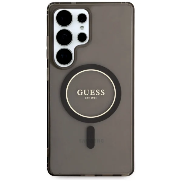 Guess Glitter Circle Classic Logo MagSafe case for Samsung Galaxy S25 Ultra blackeng