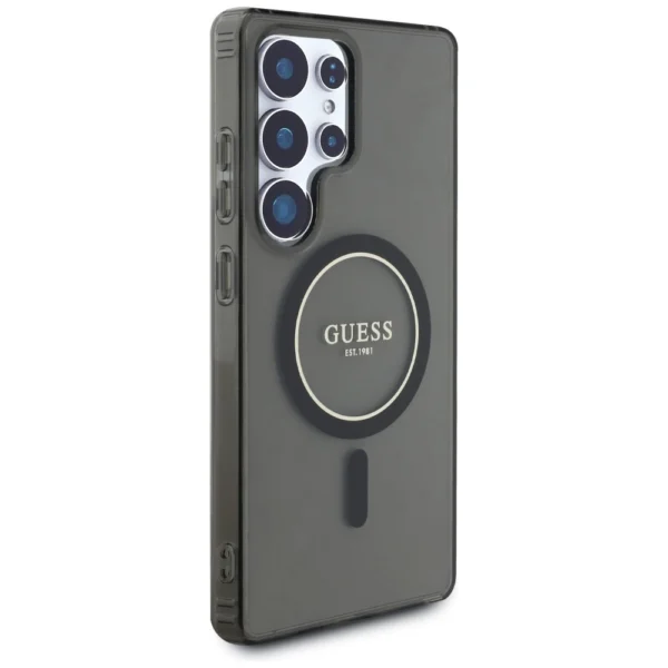 Guess Glitter Circle Classic Logo MagSafe case for Samsung Galaxy S25 Ultra blackeng