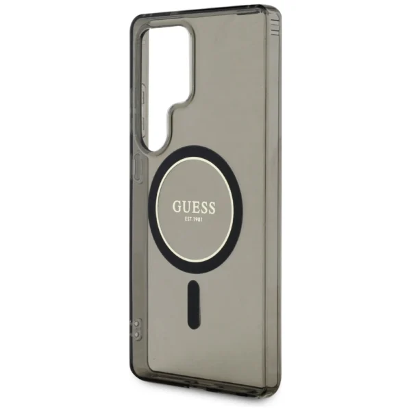Guess Glitter Circle Classic Logo MagSafe case for Samsung Galaxy S25 Ultra blackeng