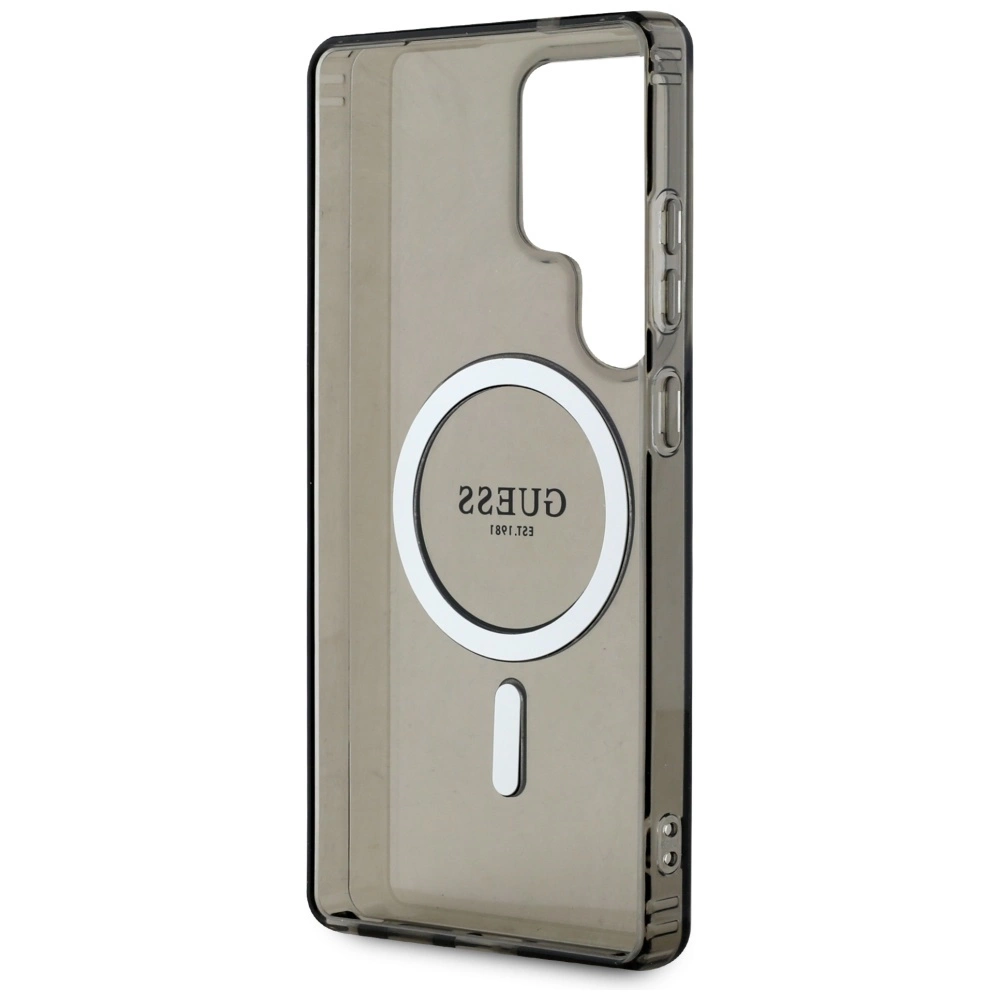 Guess Glitter Circle Classic Logo MagSafe case for Samsung Galaxy S25 Ultra blackeng