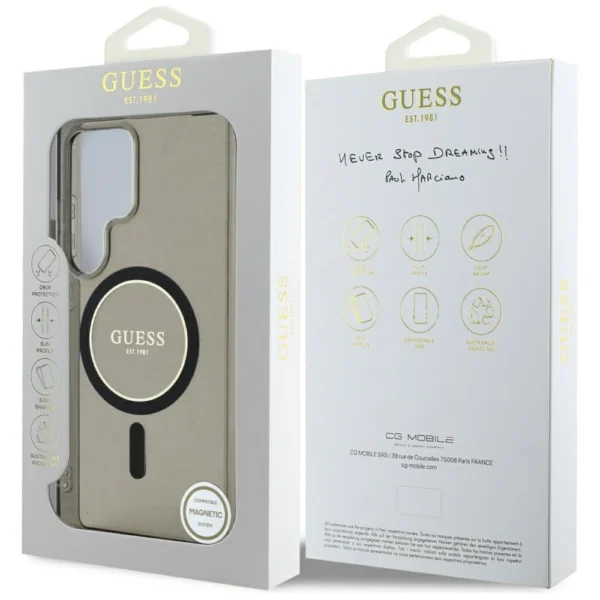 Guess Glitter Circle Classic Logo MagSafe case for Samsung Galaxy S25 Ultra blackeng