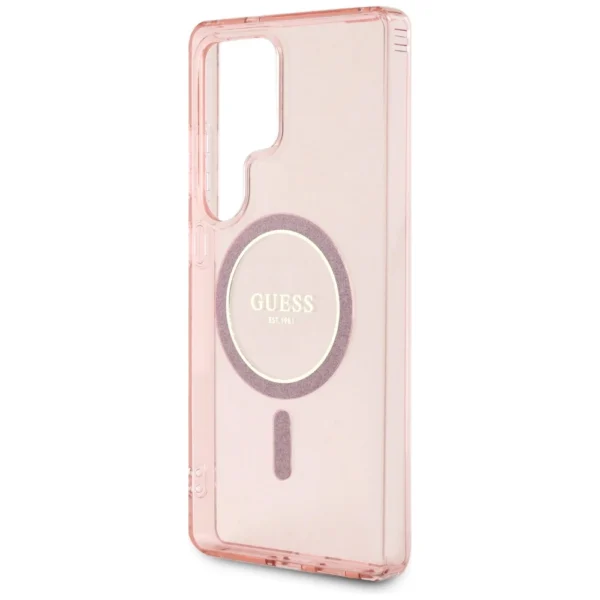 Guess Glitter Circle Classic Logo MagSafe Case for Samsung Galaxy S25 Ultra Pinkeng