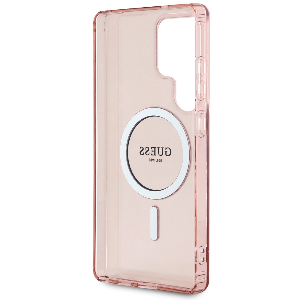 Guess Glitter Circle Classic Logo MagSafe Case for Samsung Galaxy S25 Ultra Pinkeng