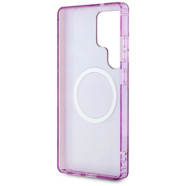 Guess Glitter Flowers Triangle Buttons MagSafe Case for Samsung Galaxy S25 Ultra purpleeng
