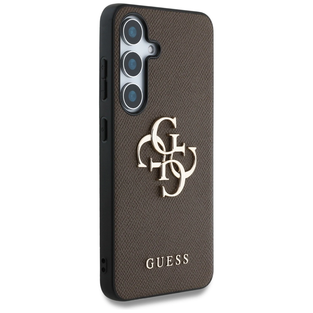 Guess Grained Big 4G Logo Small Classic Logo case for Samsung Galaxy S25 Plus browneng