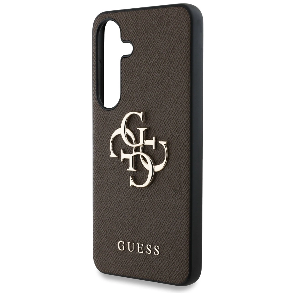 Guess Grained Big 4G Logo Small Classic Logo case for Samsung Galaxy S25 Plus browneng