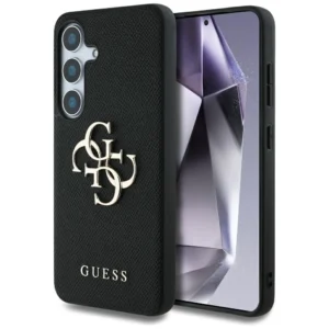 Guess Grained Big 4G Logo Small Classic Logo case for Samsung Galaxy S25 Plus blackeng