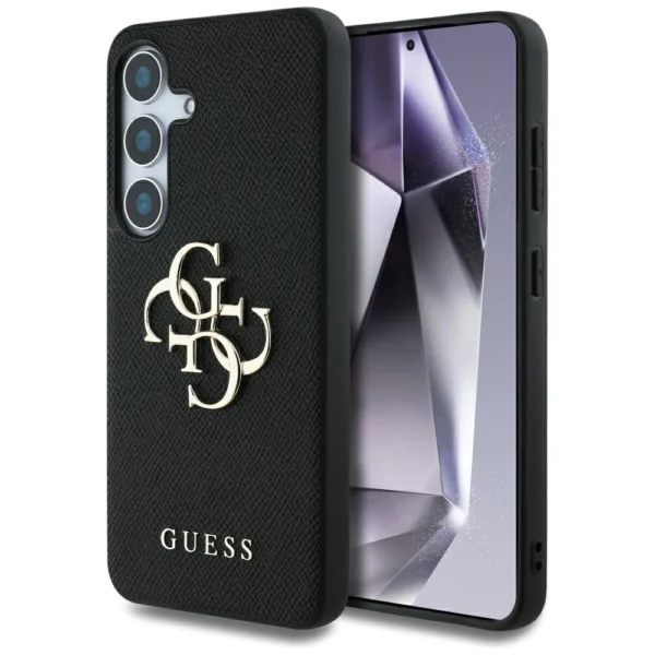 Guess Grained Big 4G Logo Small Classic Logo case for Samsung Galaxy S25 Plus blackeng