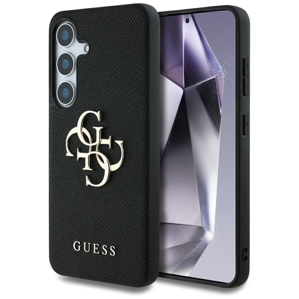 Guess Grained Big 4G Logo Small Classic Logo case for Samsung Galaxy S25 Plus blackeng