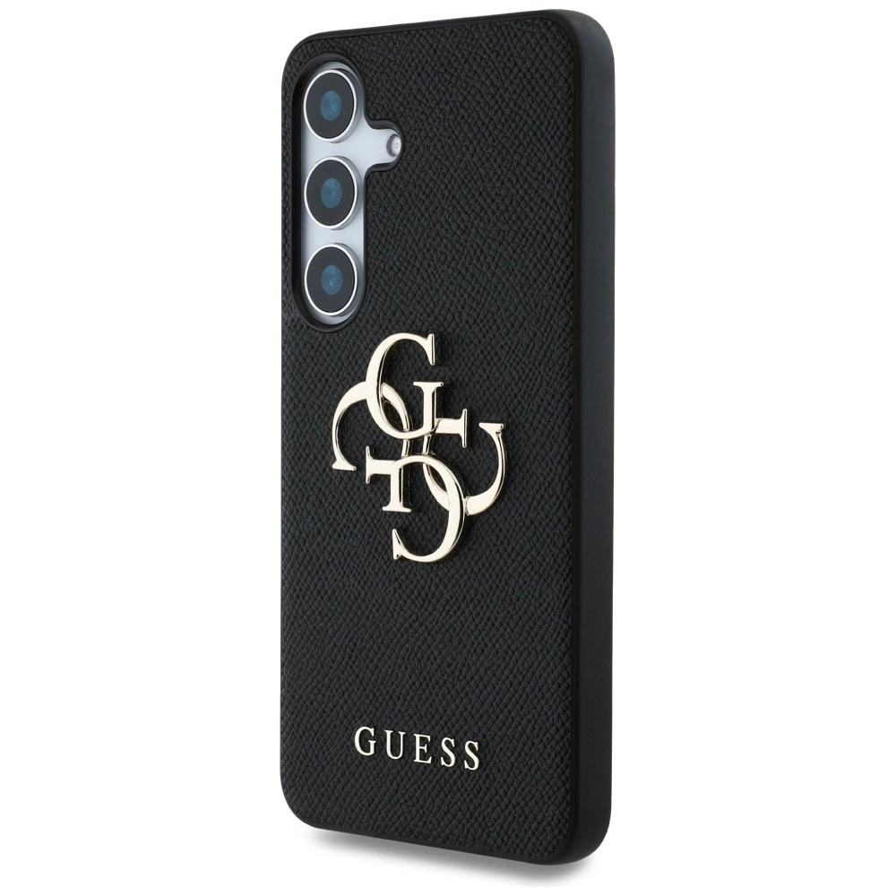Guess Grained Big 4G Logo Small Classic Logo case for Samsung Galaxy S25 Plus blackeng