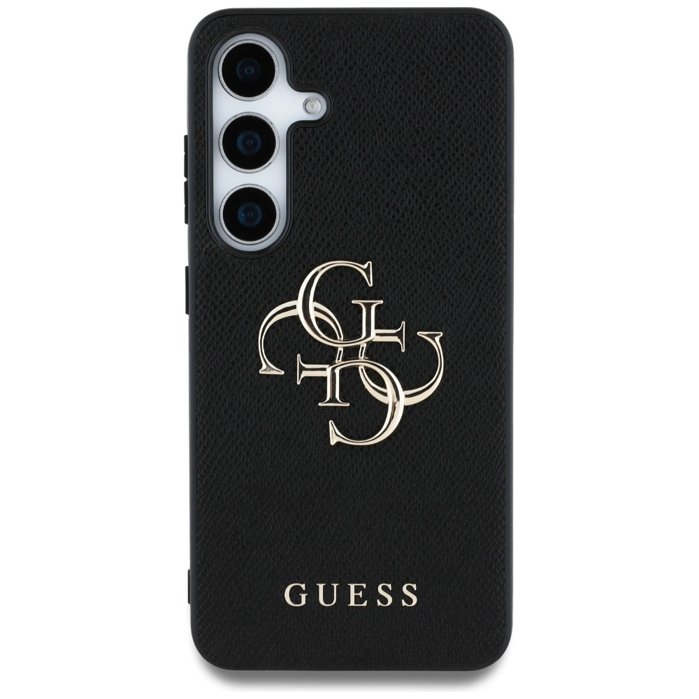 Guess Grained Big 4G Logo Small Classic Logo case for Samsung Galaxy S25 Plus blackeng
