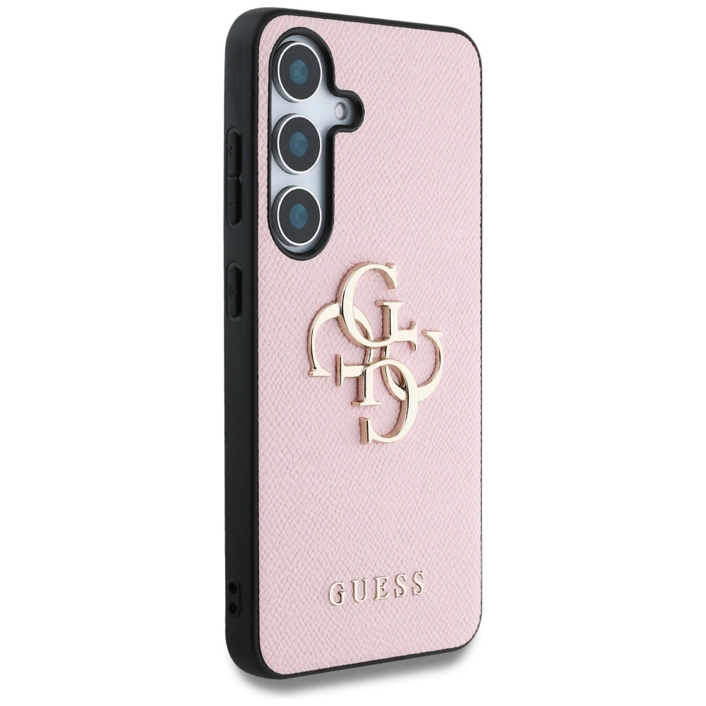 Guess Grained Big 4G Logo Small Classic Logo case for Samsung Galaxy S25 pinkeng