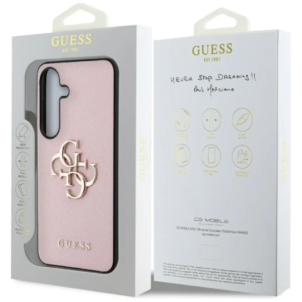 Guess Grained Big 4G Logo Small Classic Logo case for Samsung Galaxy S25 pinkeng
