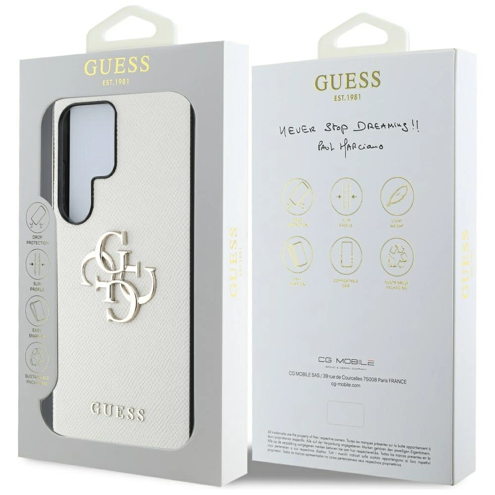Guess Grained Big 4G Logo Small Classic Logo Case for Samsung Galaxy S25 Ultra beigeeng