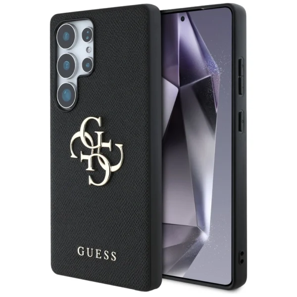 Guess Grained Big 4G Logo Small Classic Logo case for Samsung Galaxy S25 Ultra blackeng