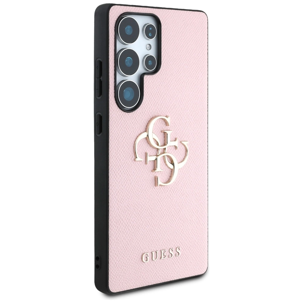 Guess Grained Big 4G Logo Small Classic Logo Case for Samsung Galaxy S25 Ultra pinkeng