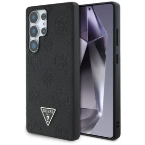 Guess Grained Hot Stamp Peony Pattern Triangle Logo MagSafe Case for Samsung Galaxy S25 Ultra Blackeng