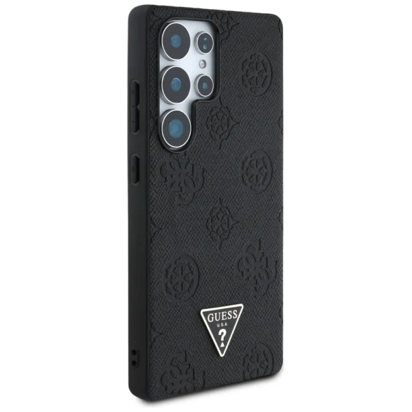 Guess Grained Hot Stamp Peony Pattern Triangle Logo MagSafe Case for Samsung Galaxy S25 Ultra Blackeng