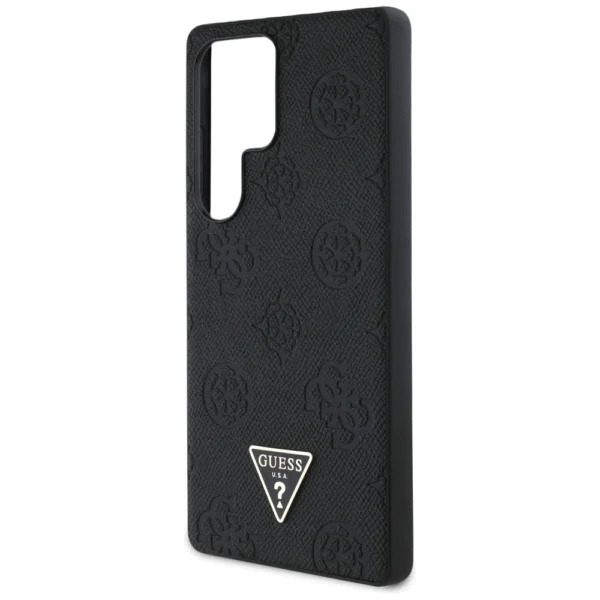 Guess Grained Hot Stamp Peony Pattern Triangle Logo MagSafe Case for Samsung Galaxy S25 Ultra Blackeng