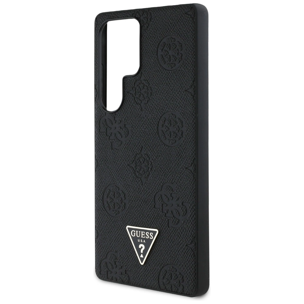 Guess Grained Hot Stamp Peony Pattern Triangle Logo MagSafe Case for Samsung Galaxy S25 Ultra Blackeng