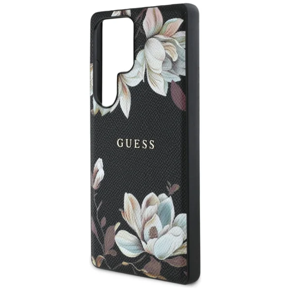 Guess Grained Printed Flower Pattern MagSafe case for Samsung Galaxy S25 Ultra blackeng