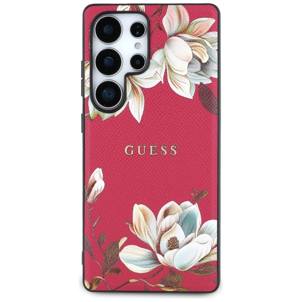 Guess Grained Printed Flower Pattern MagSafe Case for Samsung Galaxy S25 Ultra Fuchsiaeng