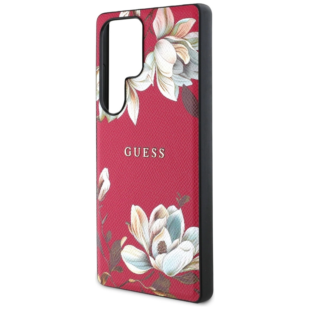 Guess Grained Printed Flower Pattern MagSafe Case for Samsung Galaxy S25 Ultra Fuchsiaeng