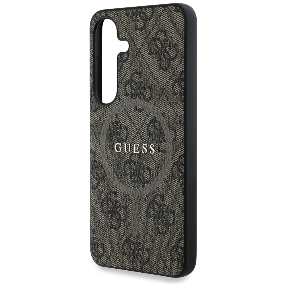Guess Leather 4G Colored Ring Classic Logo MagSafe Samsung Galaxy S25 Plus case browneng
