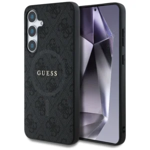 Guess Leather 4G Colored Ring Classic Logo MagSafe Case Samsung Galaxy S25 Plus blackeng