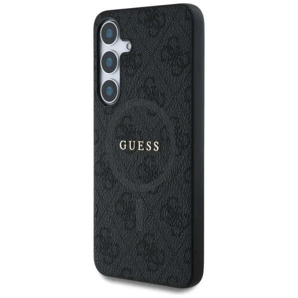 Guess Leather 4G Colored Ring Classic Logo MagSafe Case Samsung Galaxy S25 Plus blackeng