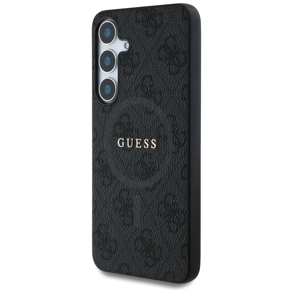 Guess Leather 4G Colored Ring Classic Logo MagSafe Case Samsung Galaxy S25 Plus blackeng