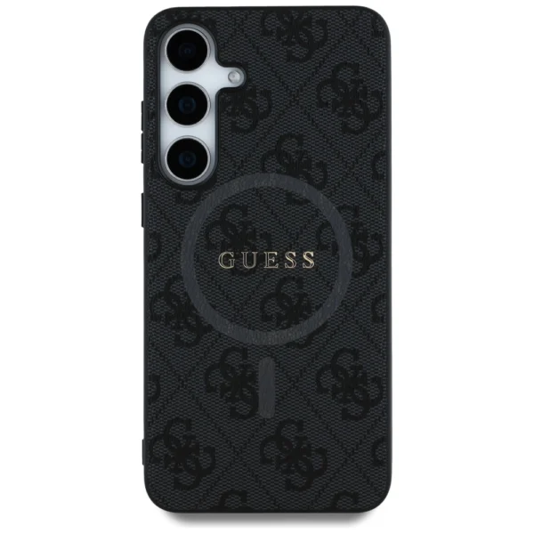Guess Leather 4G Colored Ring Classic Logo MagSafe Case Samsung Galaxy S25 Plus blackeng